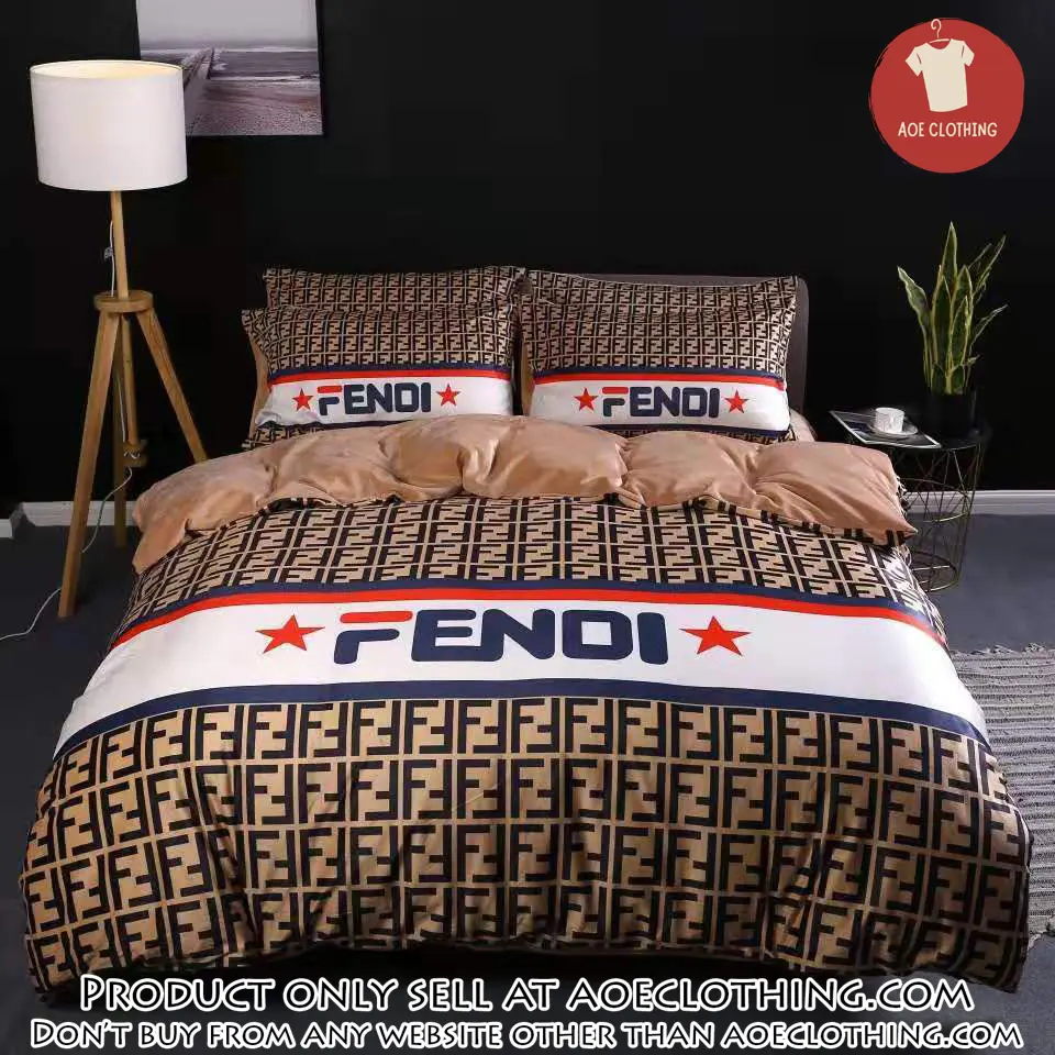 Fendi luxury logo fashion brand premium bedding set home decor hqn aoe0812457